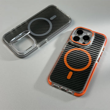 Case iPhone Transparente com Fibra de Carbono e Carregamento MagSafe