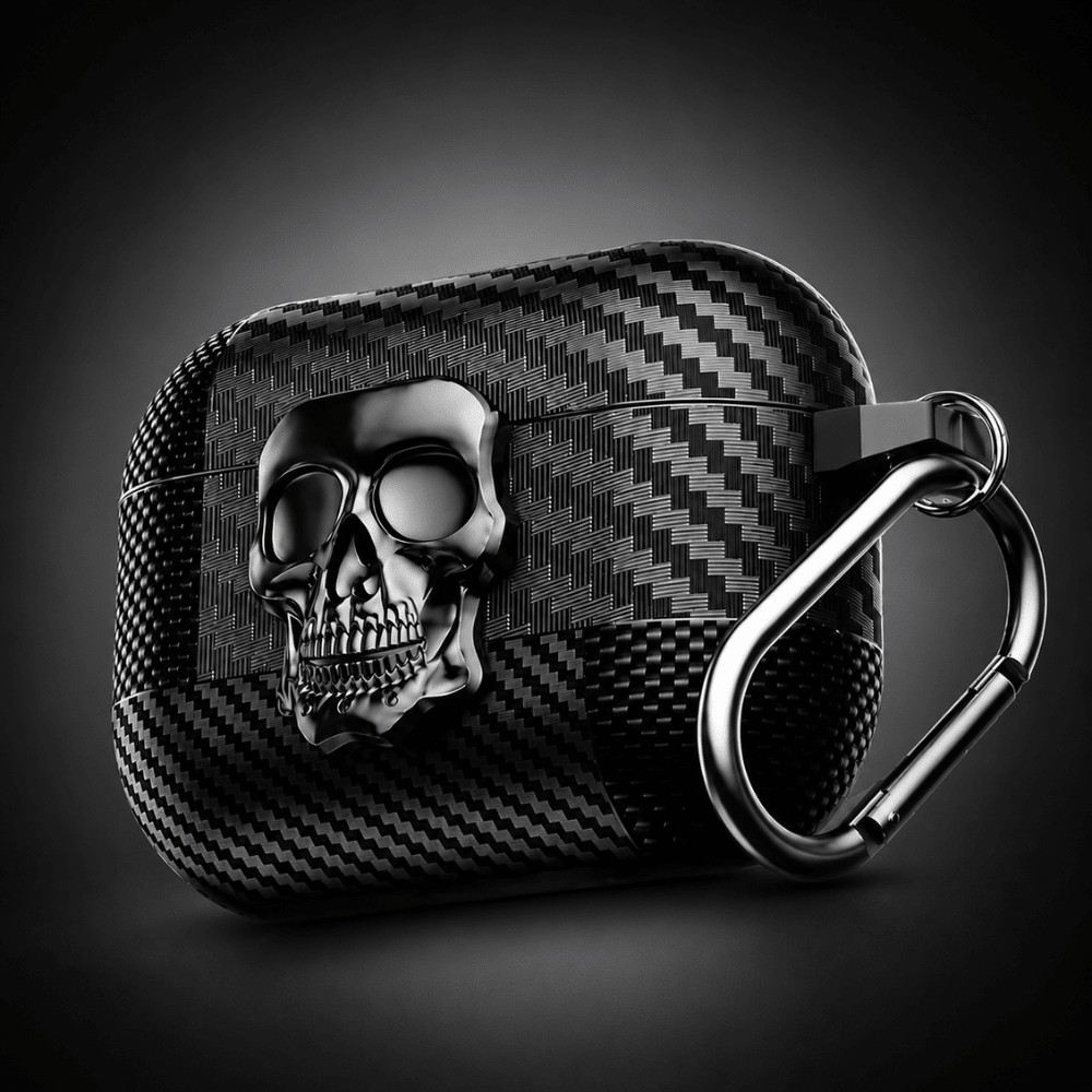 Capa AirPods Magnética com Gancho Metálico Skull - Minimal Cases