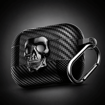 Capa AirPods Magnética com Gancho Metálico Skull - Minimal Cases