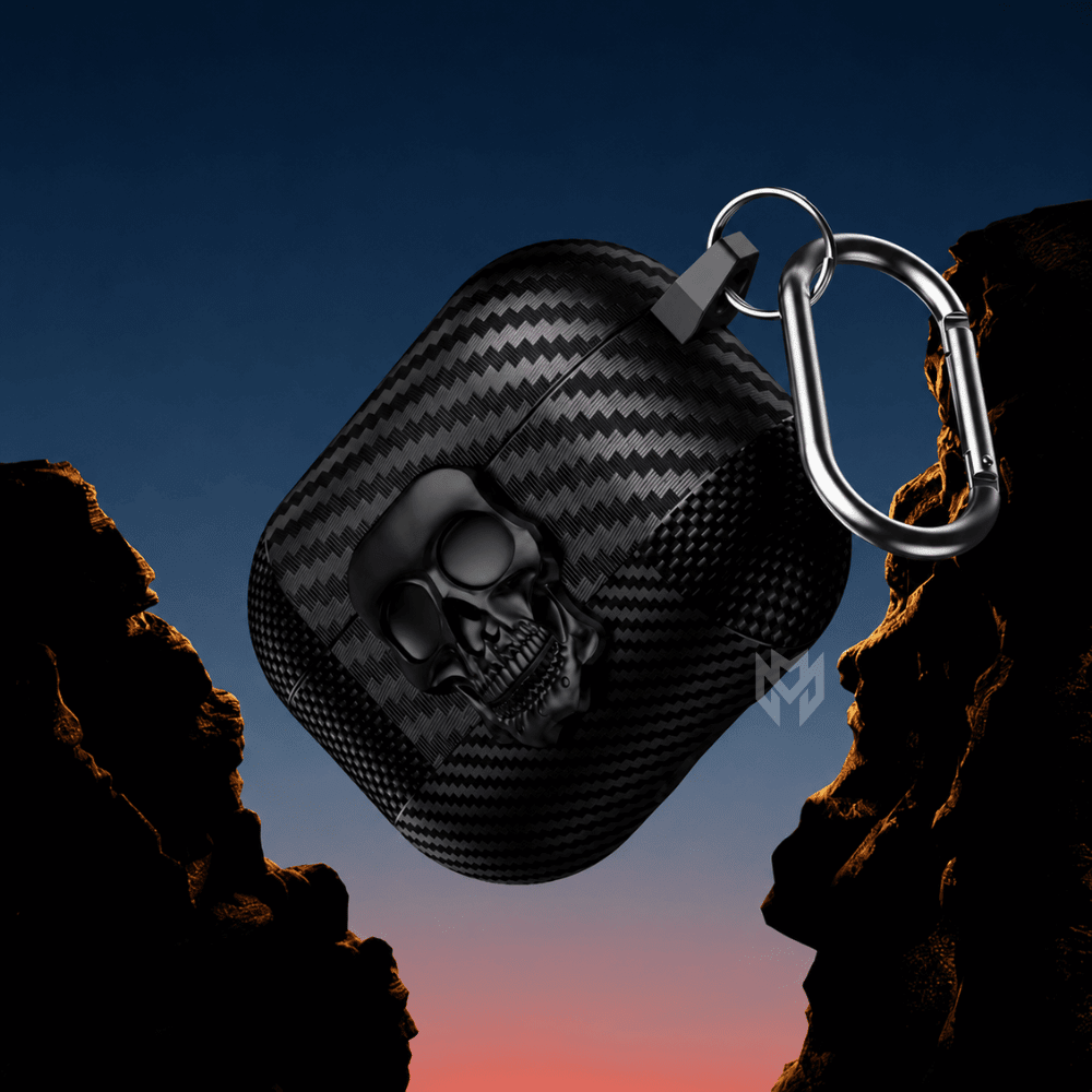 Capa AirPods Magnética com Gancho Metálico Skull - Minimal Cases