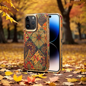 Case iPhone Tecido Mandala com Porta Cartões Magnético