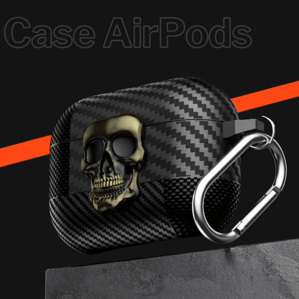 Capa AirPods Magnética com Gancho Metálico Skull - Minimal Cases