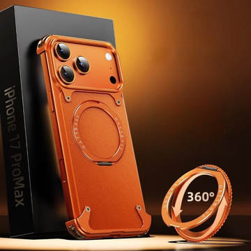 Case iPhone 17 Metal em Couro e Veludo MagSafe