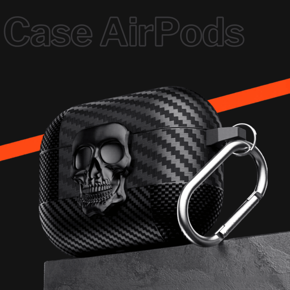 Capa AirPods Magnética com Gancho Metálico Skull - Minimal Cases