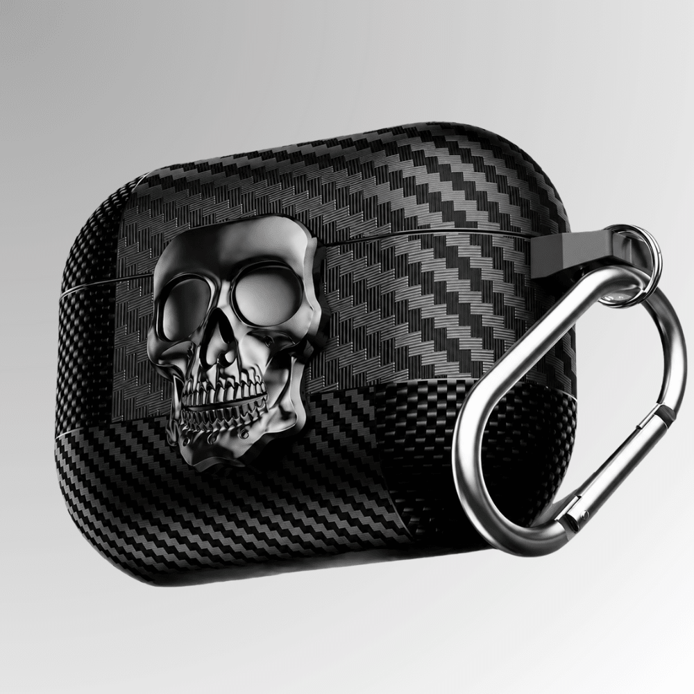 Capa AirPods Magnética com Gancho Metálico Skull - Minimal Cases
