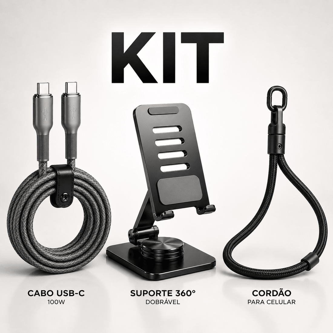 Kit Completo Suporte + Carregador + Cordão - Minimal Cases