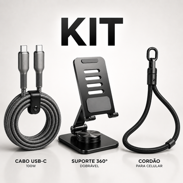 Kit Completo Suporte + Carregador + Cordão