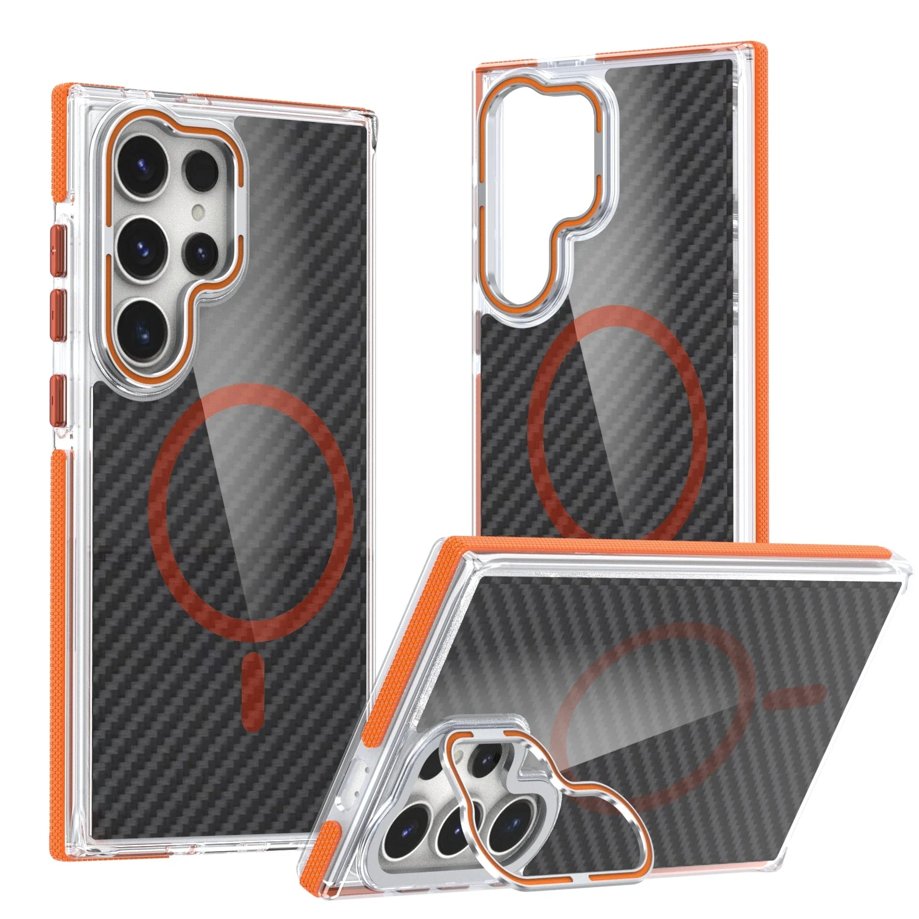 Case Samsung em carbono e proteção dedicada de câmeras + MagSafe