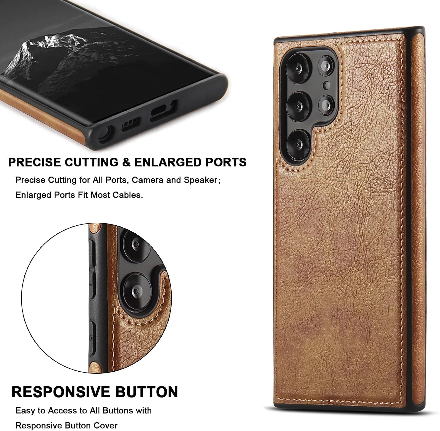 Capa Samsung em Couro Costurado Minimalista - Minimal Cases