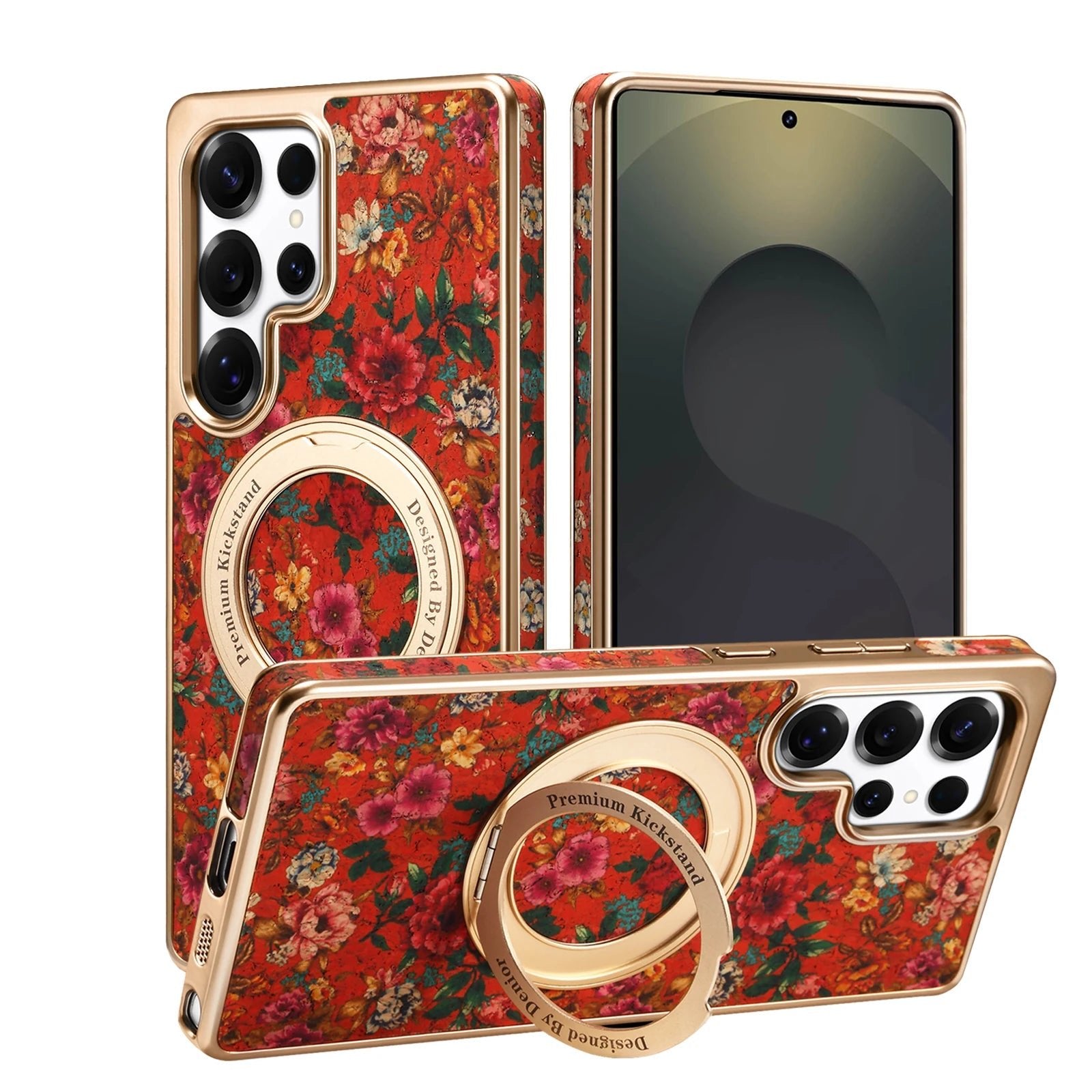 Case Samsung Cortiça Floral e Suporte 360° - Minimal Cases