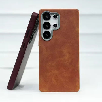 Case Samsung Ultra Couro Retrô com Moldura de Lente - Minimal Cases