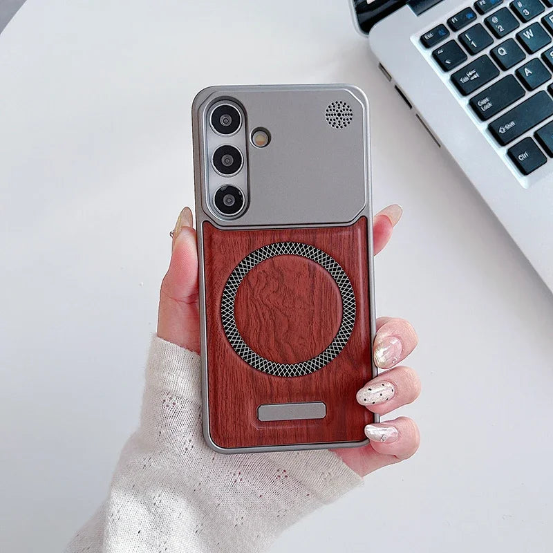 Case Samsung Minimalista em Couro estilo Madeira