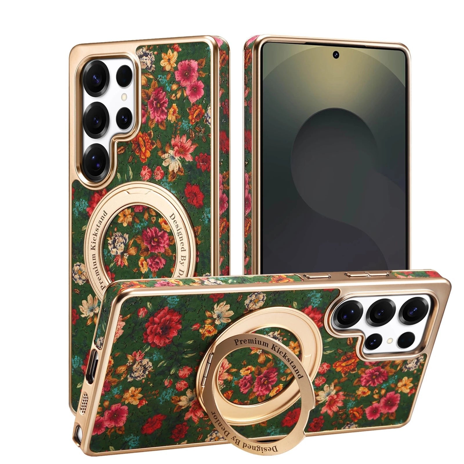 Case Samsung Cortiça Floral e Suporte 360° - Minimal Cases