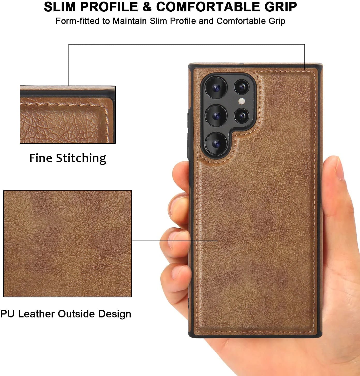 Capa Samsung em Couro Costurado Minimalista - Minimal Cases