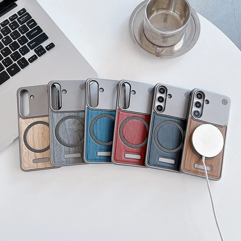 Case Samsung Minimalista em Couro estilo Madeira