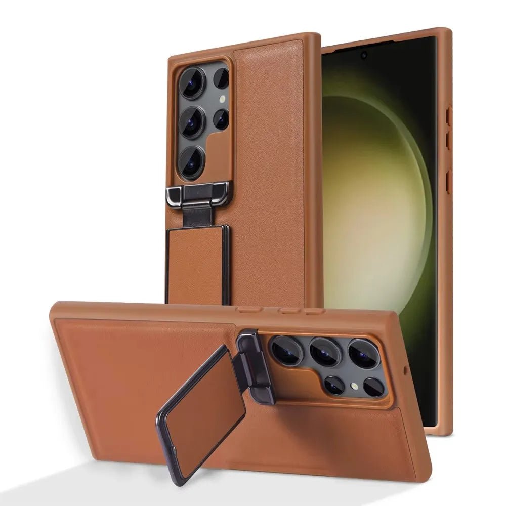 Case Samsung Ultra Couro Clássico com Suporte Dobrável - Minimal Cases