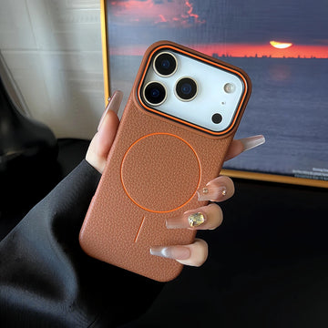 Case iPhone em Couro MagSafe Minimalista Premium