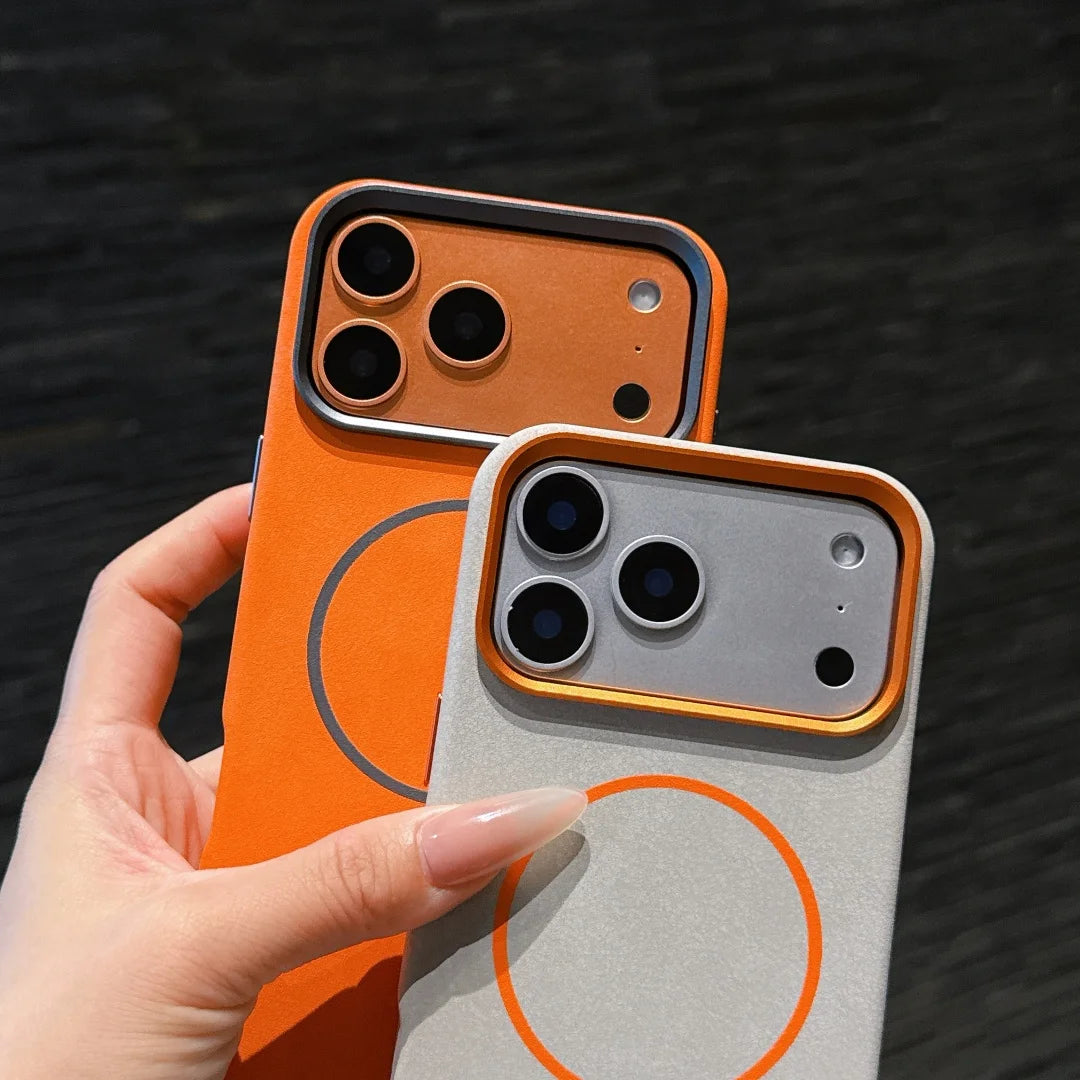 Case para iPhone 17 em Couro Aveludado Premium MagSafe