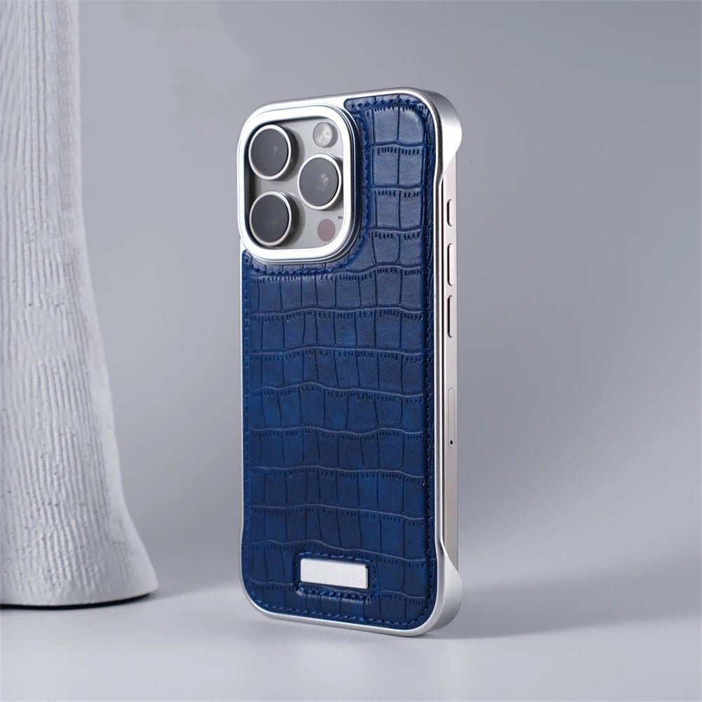 Case iPhone em Couro com acabamento em Metal Reforçado - Minimal Cases