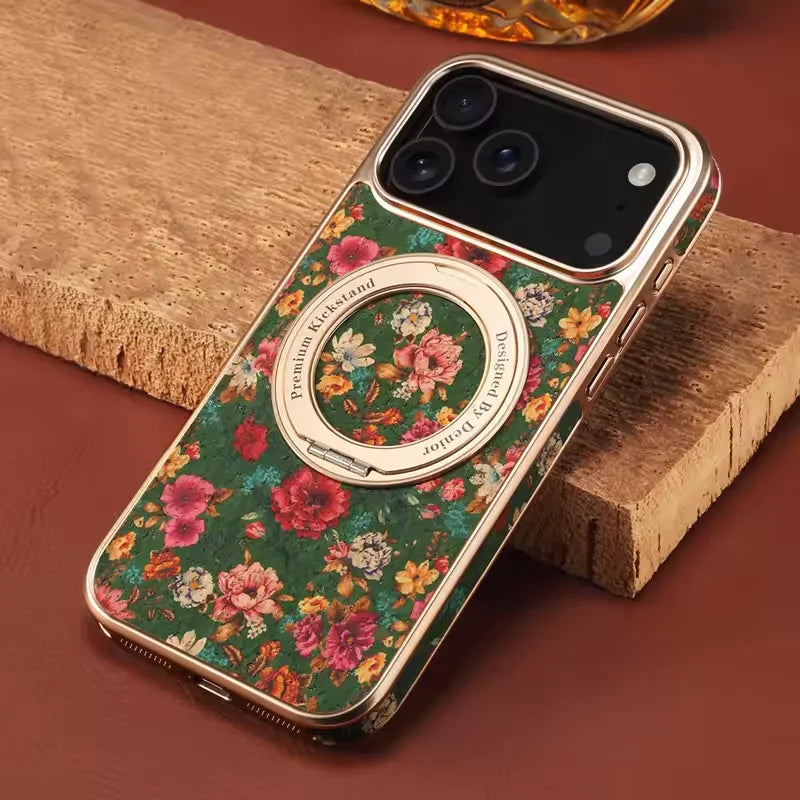 Case iPhone Tecido Floral com MagSage Giratório