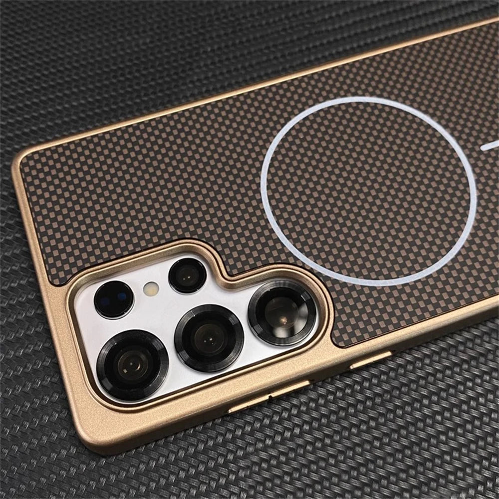 Case Samsung Premium em Fibra de Carbono Minimalista MagSafe