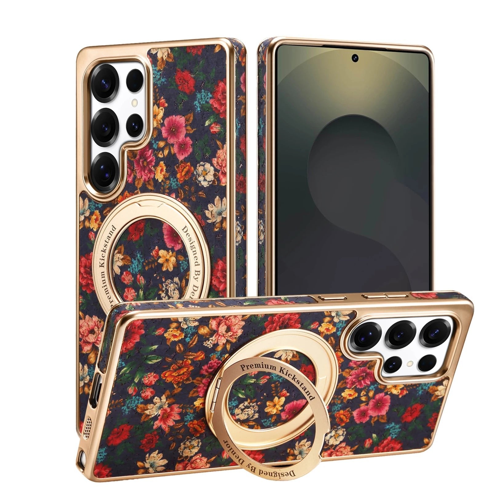 Case Samsung Cortiça Floral e Suporte 360° - Minimal Cases