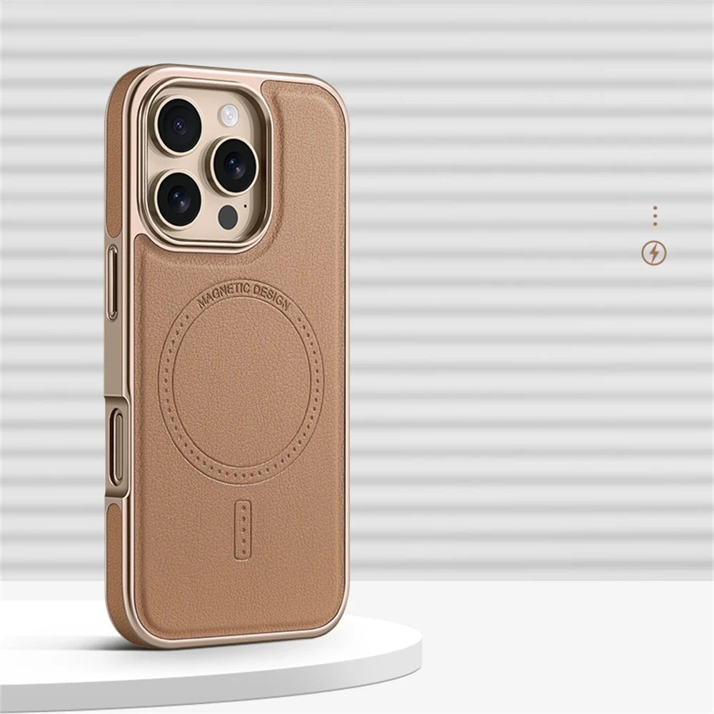 Case iPhone Minimalista em Couro e Proteção Anti - Impacto MagSafe - Minimal Cases