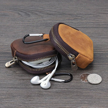 Carteira Porta Fios Fones e Chaves em Couro - Minimal Cases