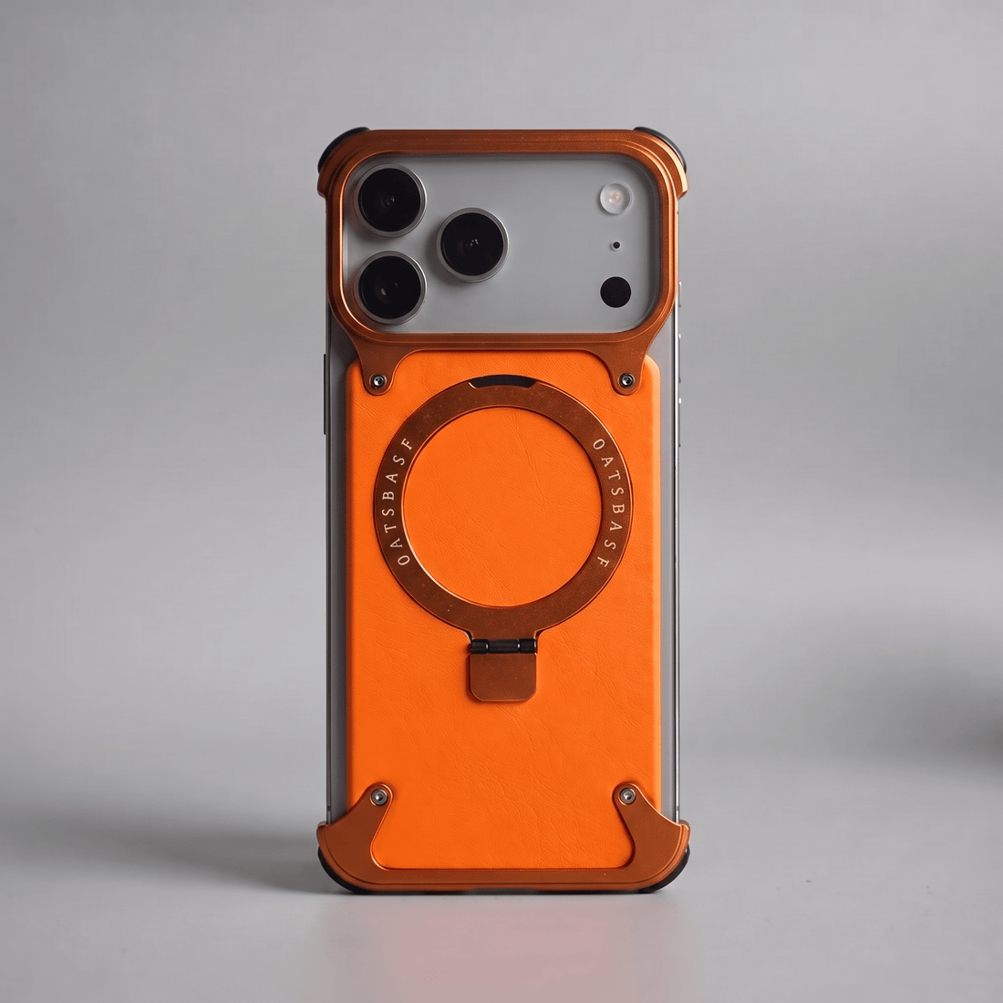 Case iPhone 17 Metal em Couro e Veludo MagSafe - Minimal Cases